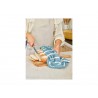 Zie dia Stoff Set van 3 Blauw Chambray Katoenen Theedoeken 50x70 cm