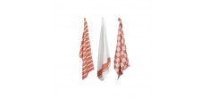 Stoff Set van 3 Terracotta Chambray Katoenen Theedoeken 50x70 cm