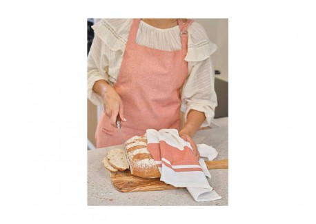Stoff Set 3 Torchons Coton Chambray Terracotta 50x70 cm 