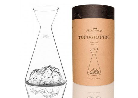 Topographic Mont Blanc Carafe à Eau Montagne Verre Borosilicate 1L 
