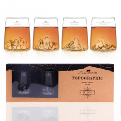 Topographic Classics Set 4 Verres Shooters Borosilicate Montagne 6,5 c