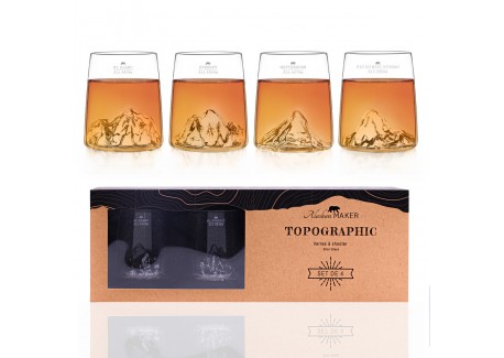 Topographic Classics Set 4 Verres Shooters Borosilicate Montagne 6,5 c