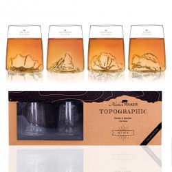 Topographic Italie Set 4 Verres Shooters Borosilicate Montagne 6,5 cl
