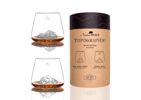 Topographic Set van 2 Borosilicaat Digestive Glazen 35 cl Mont Blanc/E