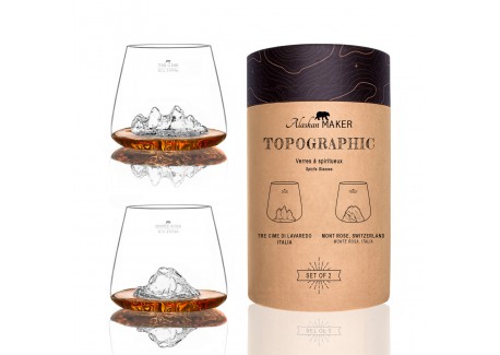 Topographic Set van 2 Borosilicaat Digestive Glazen 35 cl Tre Cime/Mon