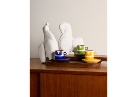 Attimi Espresso Kop en Schotel Set 9 cl Geel Blauw Groen 6 Stuks