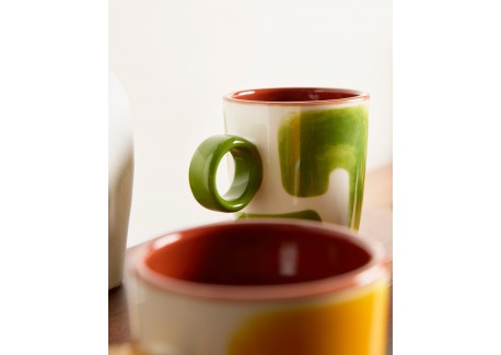 Attimi Espresso Kop en Schotel Set 9 cl Geel Blauw Groen 6 Stuks