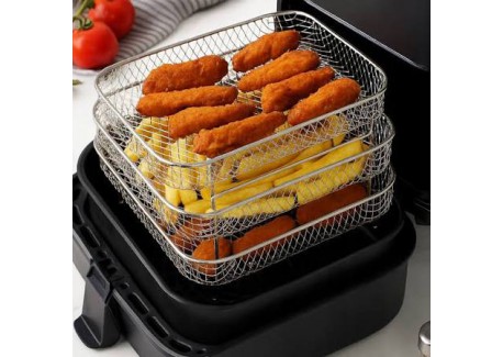 Accessoires Airfryer Grilles de Cuisson Empilables 3 niveaux inox 20X2