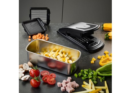 Treppo 2.0 Coupe Légumes et Fruits 3 Grilles avec Réservoir Inox 