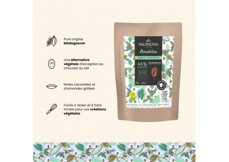 Amatika Lactosevrije Vegan Melkchocolade 46% Bonen Zakje 250g