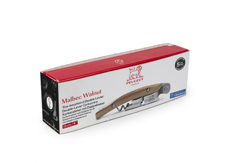 Malbec Tire-bouchon Sommelier à Double Levier Bois Noyer 13 cm 