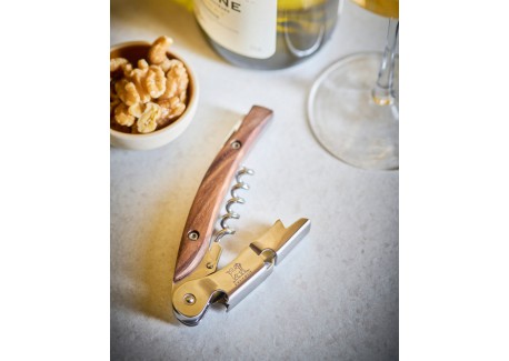 Malbec Tire-bouchon Sommelier à Double Levier Bois Noyer 13 cm 