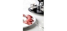 Assiette à Fondue Bourguignonne en Porcelaine 6 Compartiments 24 cm Bl
