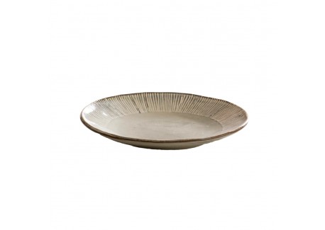 Organic Assiette Plate Striée Beige Crème 21,5 cm 