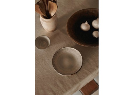 Organic Assiette Plate Striée Beige Crème 21,5 cm 