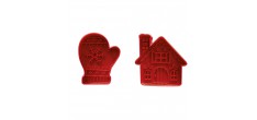 Set Emporte-pièces + Ejecteurs Biscuits de Noël Maison et Moufle 2 Pcs