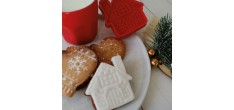 Set Emporte-pièces + Ejecteurs Biscuits de Noël Maison et Moufle 2 Pcs