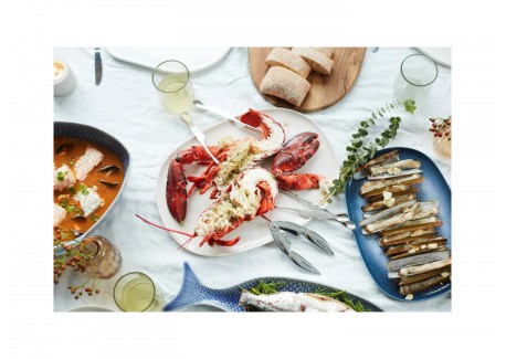 Set Fruits de Mer 1 Pince Homard + 4 Fourchettes Homard Inox 