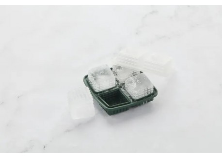 Moule à Glaçons en Silicone avec Couvercle 4 Cubes Effet Martelé 5,5 c