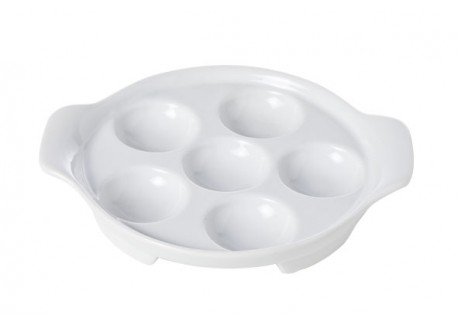 Assiette à Escargots en Porcelaine 6 Trous 14,5 cm Blanc 