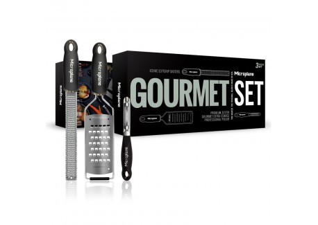 Gourmet  Premium Zester + Rasp + Dunschiller Set | Zwart RVS 3 stuks