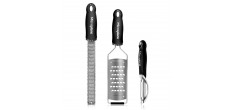 Gourmet Set Premium Zesteur + Râpe + Eplucheur I Inox Noir 3 Pcs 