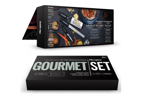 Gourmet Set Premium Zesteur + Râpe + Eplucheur I Inox Noir 3 Pcs 