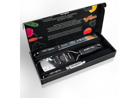 Gourmet Set Premium Zesteur + Râpe + Eplucheur I Inox Noir 3 Pcs 