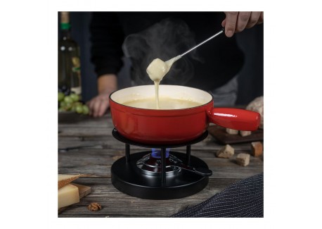Caquelon à Fondue Savoyarde en Fonte Emaillée Rouge 24 cm 3,2 L 
