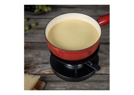 Caquelon à Fondue Savoyarde en Fonte Emaillée Rouge 24 cm 3,2 L 