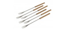 Fourchettes à Fondue Manche en Bois de Chêne 24 cm 6 Pcs 