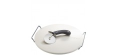 Darioso 3-dlg Pizzaset Ronde Pizzasteen 33 cm met Handgrepen en Pizzas