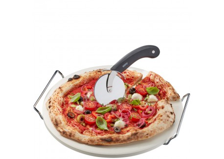 Darioso 3-dlg Pizzaset Ronde Pizzasteen 33 cm met Handgrepen en Pizzas