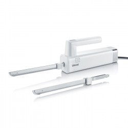 Couteau Electrique Pain et Viande 2 Lames Dentelées en Inox Blanc EK50