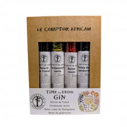 Coffret Kraft Épices Gin Poivre Cardamome Baies Roses et Baies Génévri