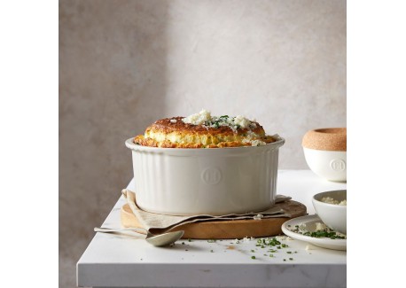 Moule à Soufflé Rond Céramique 23 cm Argile Blanc Cassé 