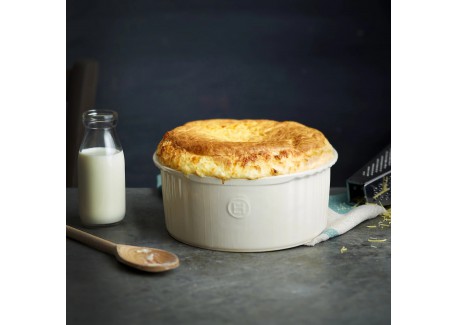 Moule à Soufflé Rond Céramique 23 cm Argile Blanc Cassé 