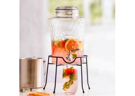 Diamond Glazen Drankdispenser met RVS kraan 5L
