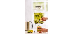 Diamond Distributeur en Verre pour Boissons Jus Cocktails Robinet Inox