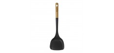 Zwarte Siliconen Wokspatel met Houten Handvat 31 cm