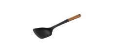 Zwarte Siliconen Wokspatel met Houten Handvat 31 cm