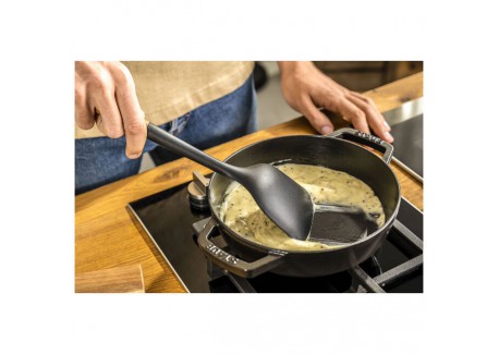 Zwarte Siliconen Wokspatel met Houten Handvat 31 cm