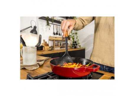 Spatule pour Wok Silicone Noir Manche Bois 31 cm 