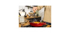 Spatule pour Wok Silicone Noir Manche Bois 31 cm 