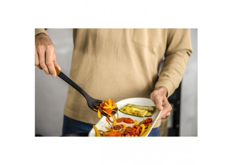 Spatule pour Wok Silicone Noir Manche Bois 31 cm 