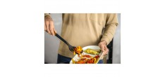 Spatule pour Wok Silicone Noir Manche Bois 31 cm 