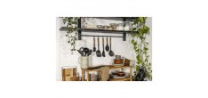 Zwarte Siliconen Wokspatel met Houten Handvat 31 cm