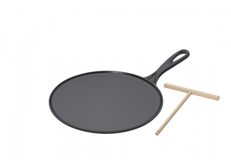 Tradition geëmailleerde gietijzeren pannenkoekenmaker 27 cm + Houten S
