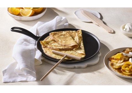 Tradition geëmailleerde gietijzeren pannenkoekenmaker 27 cm + Houten S