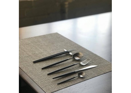 Goa Set Cuillères à Café Inox Brossé Manche Noir 6 pcs 